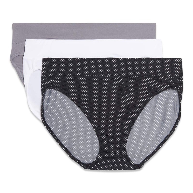 Warner's womens Blissful Benefits By Warner's No Muffin Top Tailored Hi-cut Panties Multipack Underwear, Black White Pindot Print/ White/ Smoked Pearl, X-Large US - Image 1